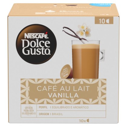Front view of CAFÉ AU LAIT VANILLA 10 CÁPSULAS box
