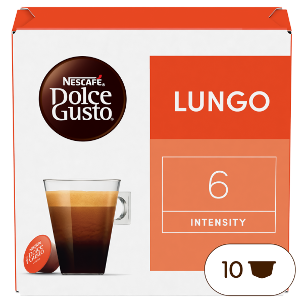Front view of Lungo (10 pods) box